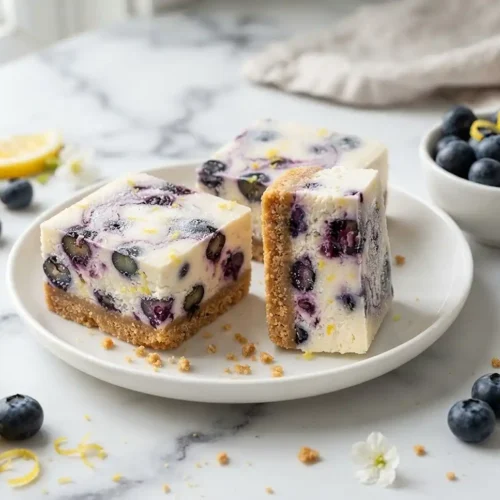 Lemon Berry Frozen Cheesecake Squares