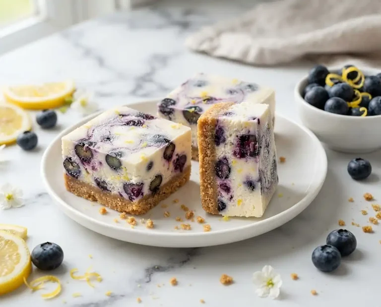 Lemon Berry Frozen Cheesecake Squares