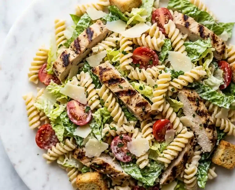 Lemon Garlic Chicken Caesar Pasta Salad