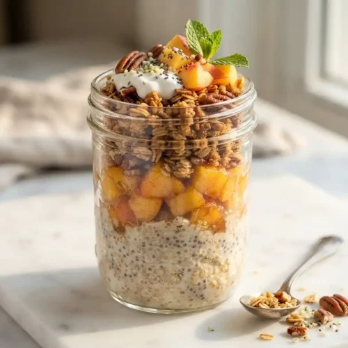 Peach Crisp Protein Overnight Quinoa