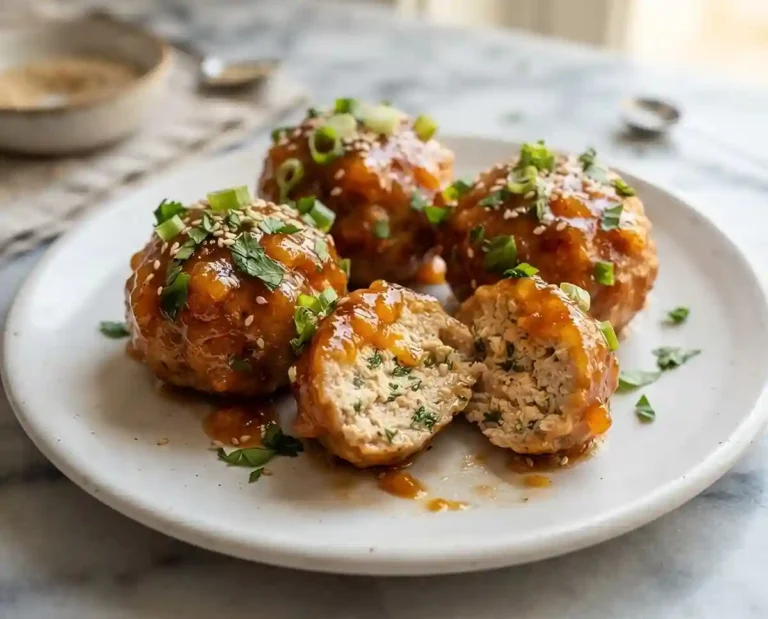 Sticky Peach BBQ Turkey Meatballs