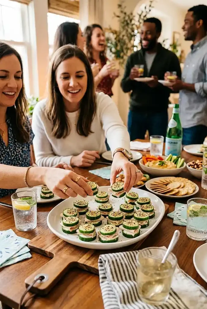 Everything Bagel Cucumber Sandwich Bites 4 appetizer platter