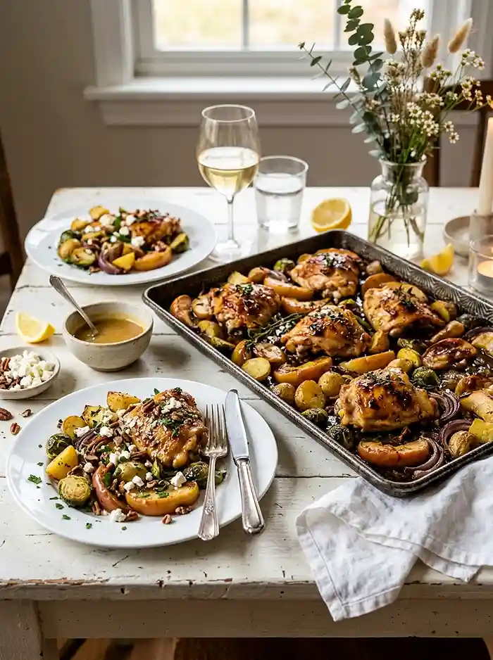 Honey Mustard Chicken Apple Sheet Pan 4 apple chicken dinner