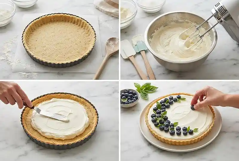 Gluten-Free Blueberry Basil Cheesecake Tart 3 blueberry basil dessert
