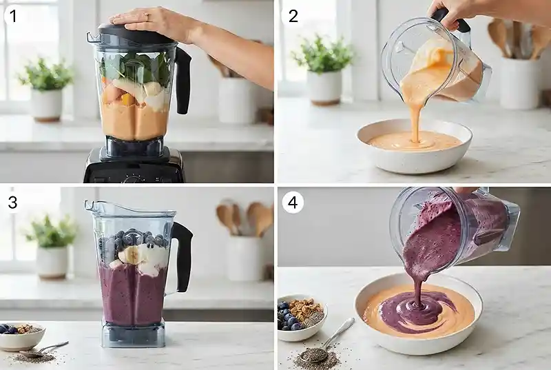 Gluten-Free Blueberry Peach Smoothie Bowl 3 blueberry peach breakfast