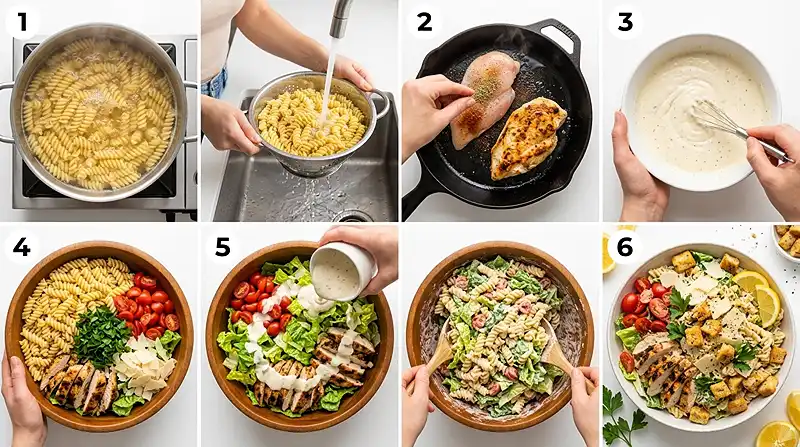Lemon Garlic Chicken Caesar Pasta Salad 3 chicken caesar pasta