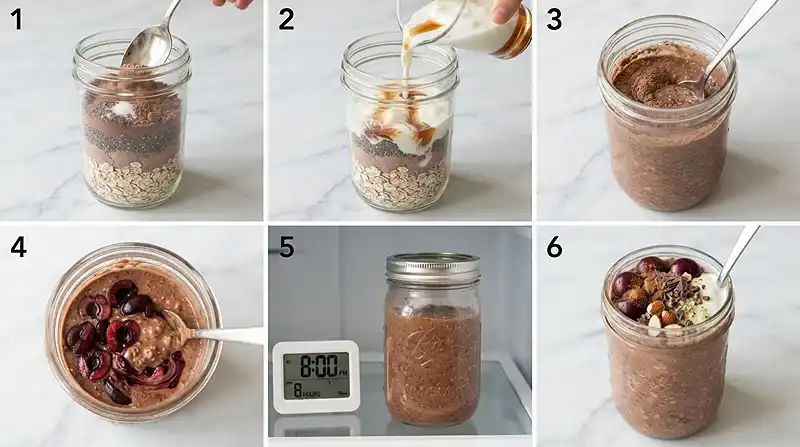 Chocolate Cherry Overnight Protein Oats 3 chocolate cherry breakfast