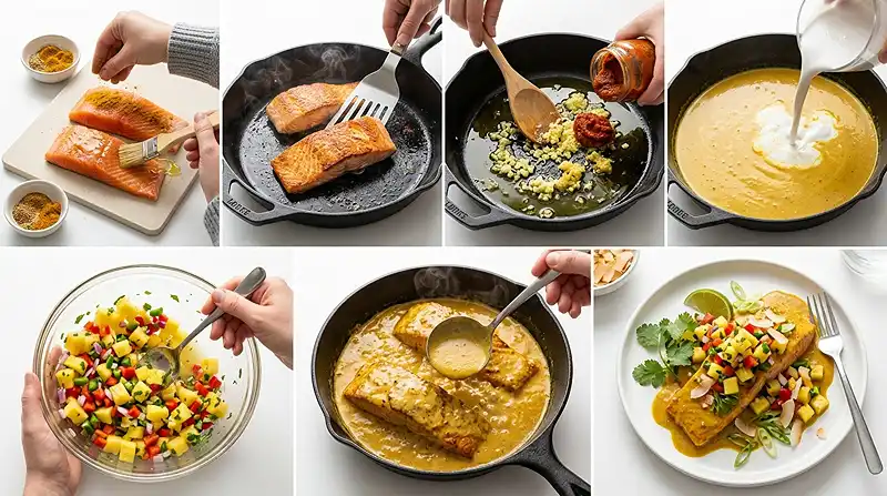 Coconut Curry Salmon with Pineapple Salsa 3 coconut curry salmon