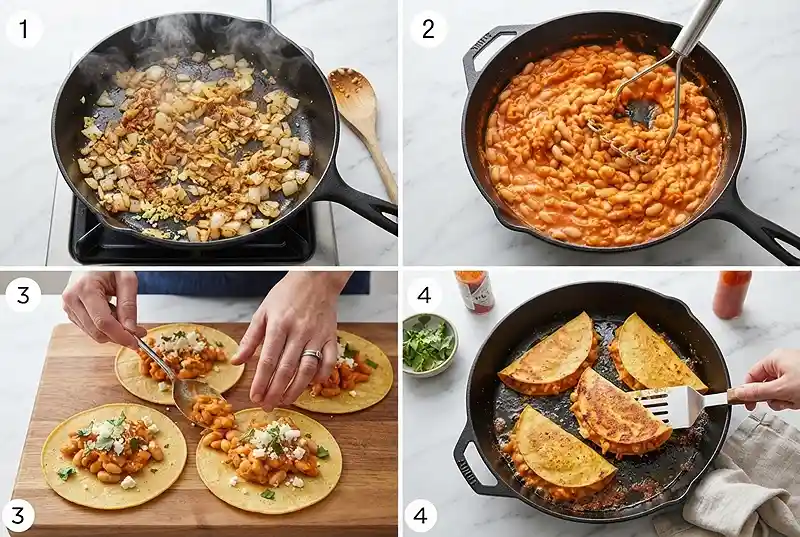 crispy buffalo white bean tacos​