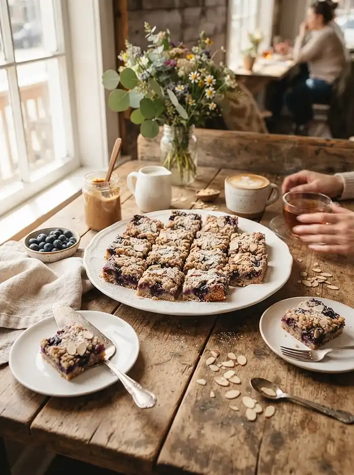 Gluten-Free Blueberry Almond Crumb Squares 4 crumb topping dessert