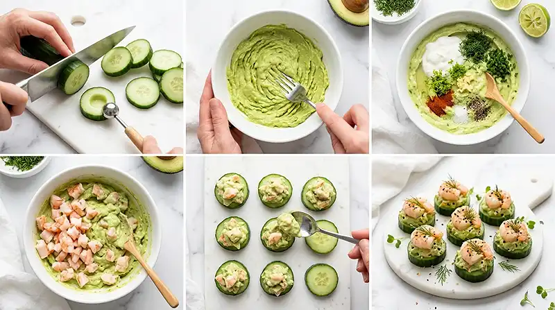 Gluten-Free Cucumber Avocado Shrimp Bites 3 cucumber avocado appetizer
