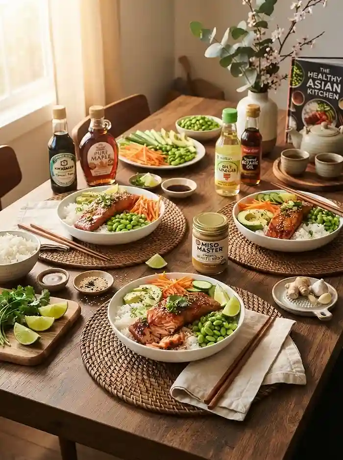 Miso Maple Salmon Rice Bowls 4 edamame rice bowl