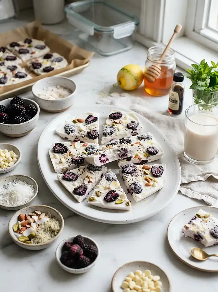 Gluten-Free Blackberry Coconut Yogurt Bark 4 frozen breakfast