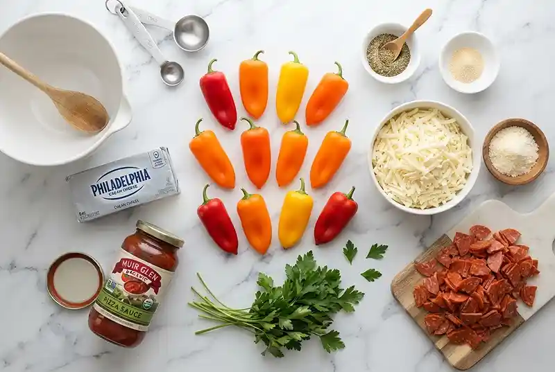 Pizza Dip Stuffed Mini Peppers 2 gluten-free appetizer