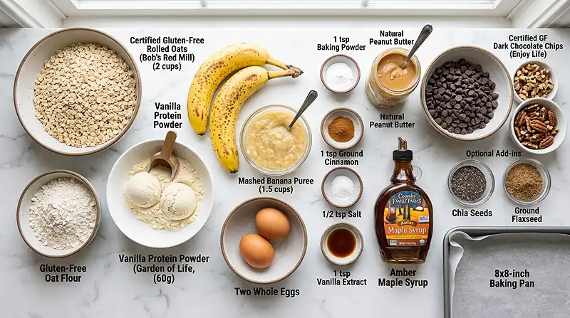 Banana Chocolate Chip Protein Breakfast Bars 2 gluten-free breakfast bars