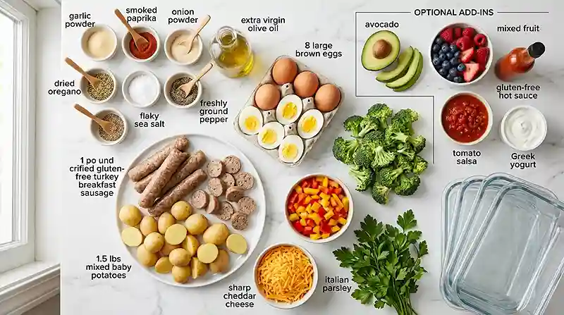 Meal Prep Sausage Potato Breakfast Boxes 2 gluten-free breakfast boxes