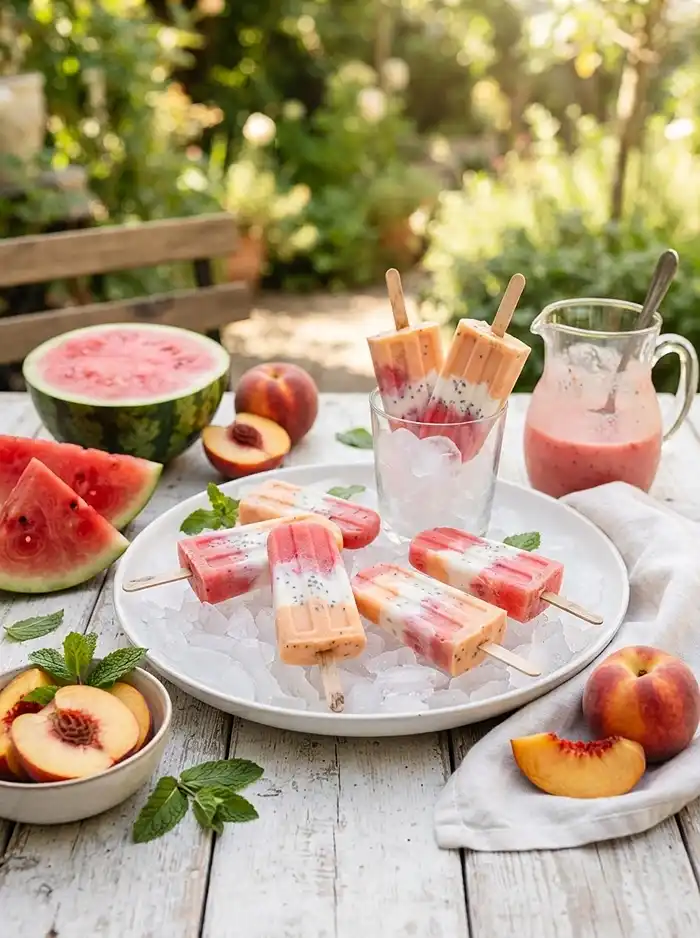 Watermelon Peach Smoothie Pops 4 gluten free dairy free popsicles