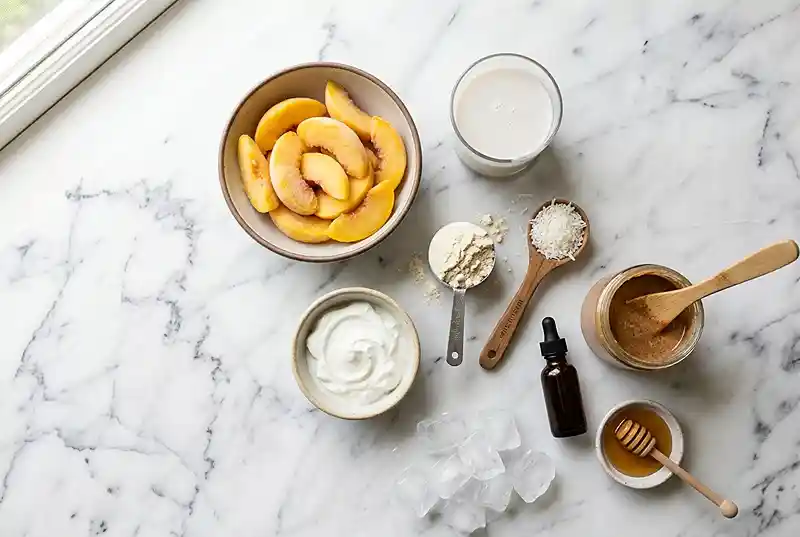 Peach Coconut Protein Smoothie 2 gluten-free dairy-free smoothie