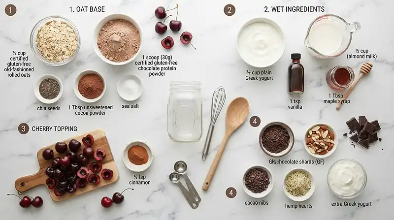 Chocolate Cherry Overnight Protein Oats 2 gluten-free overnight oats