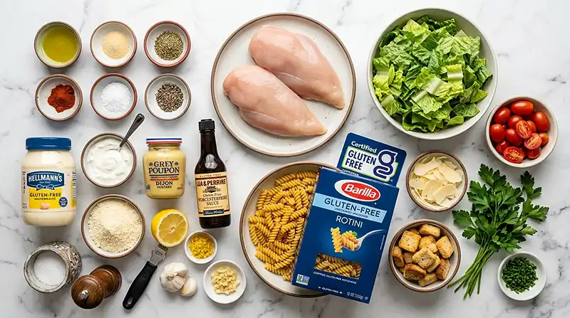 Lemon Garlic Chicken Caesar Pasta Salad 2 gluten free pasta salad