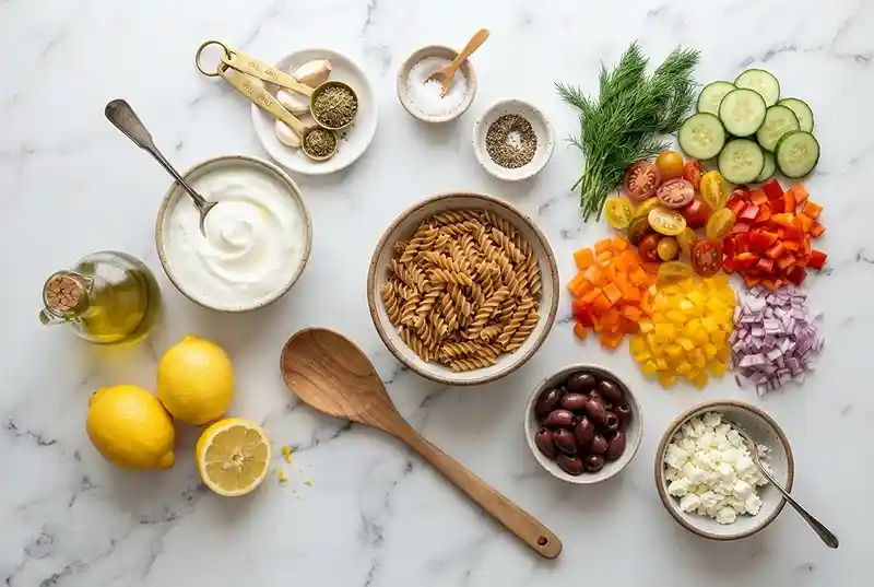 Greek Yogurt Ranch Veggie Pasta Salad 2 gluten-free pasta salad