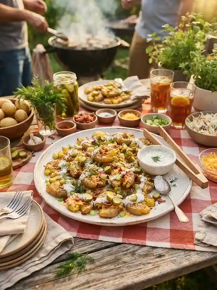 Crispy Smashed Pickle Potatoes 4 gluten free potato appetizer