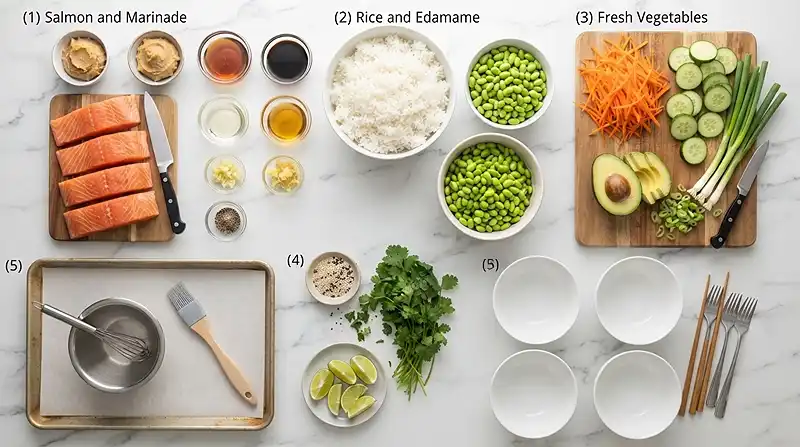 Miso Maple Salmon Rice Bowls 2 gluten free salmon bowls