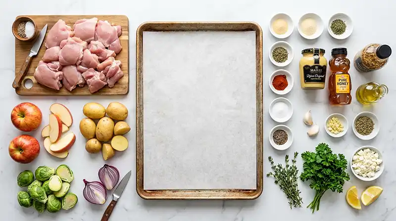 Honey Mustard Chicken Apple Sheet Pan 2 gluten free sheet pan dinner