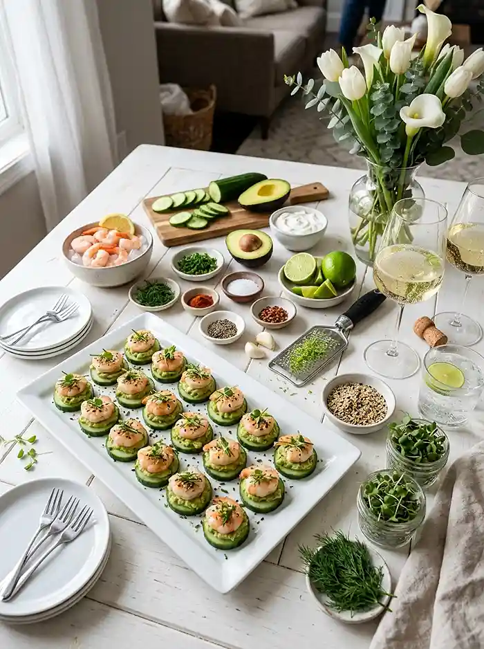 Gluten-Free Cucumber Avocado Shrimp Bites 4 gluten free shrimp bites