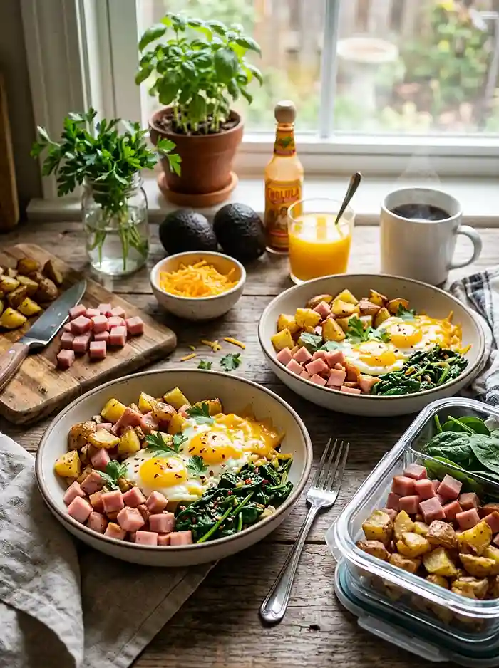 ham egg potato breakfast