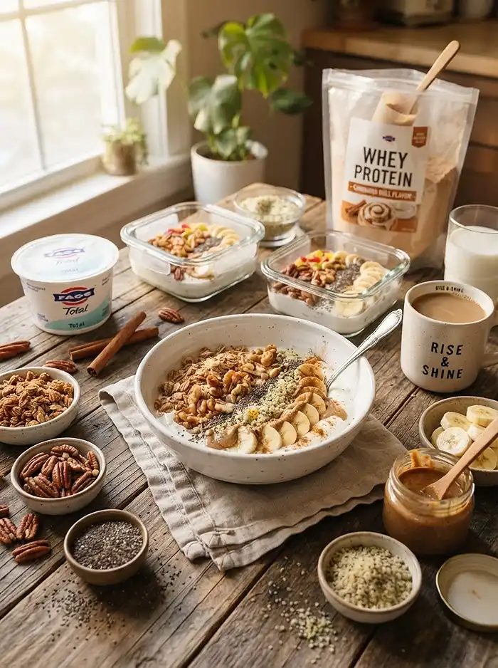Cinnamon Roll Protein Yogurt Bowl 4 high-protein breakfast