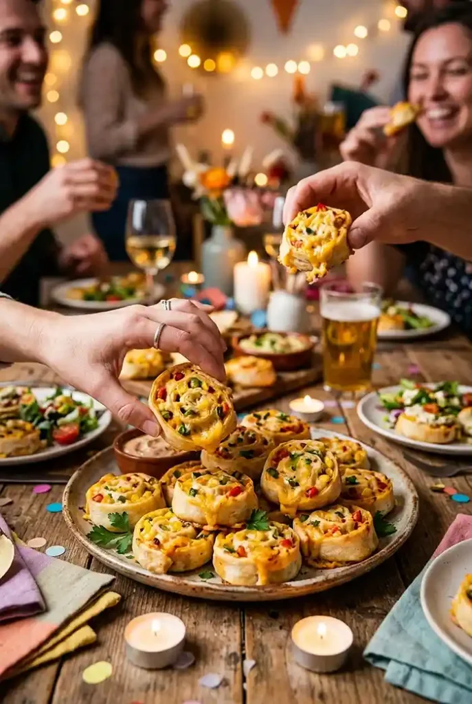 Cheesy Corn Jalapeno Pinwheel Bites 4 party appetizer