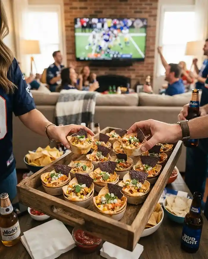 Gluten-Free Buffalo Corn Queso Cups 4 party snack