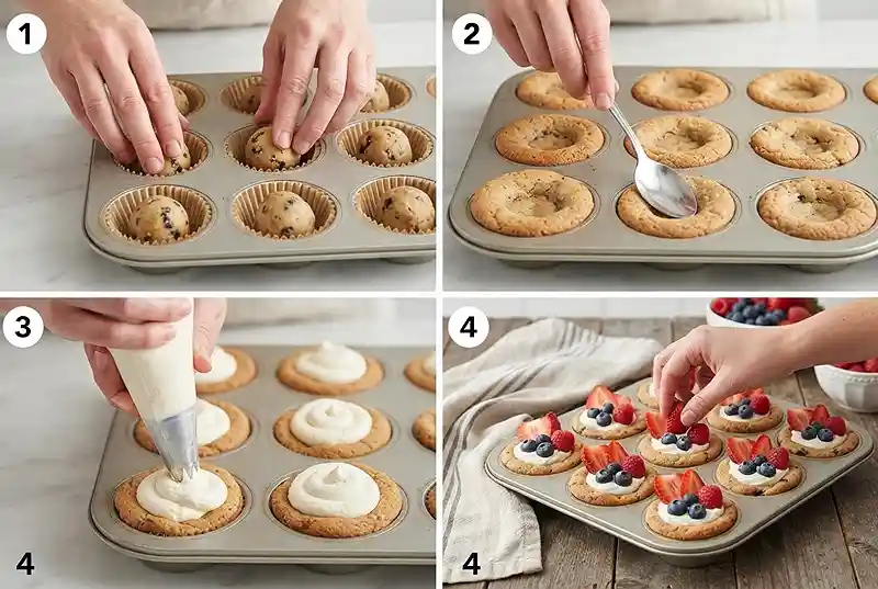 Patriotic Berry Cream Cookie Cups 3 patriotic berry dessert