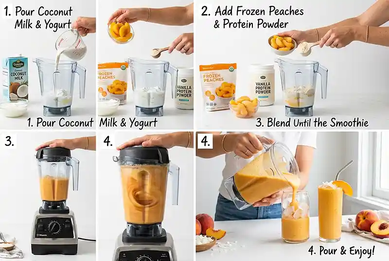 Peach Coconut Protein Smoothie 3 peach coconut protein shake
