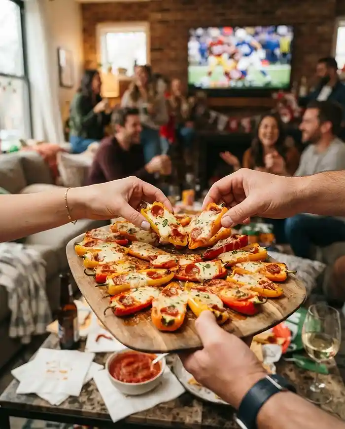 Pizza Dip Stuffed Mini Peppers 4 pizza dip snack