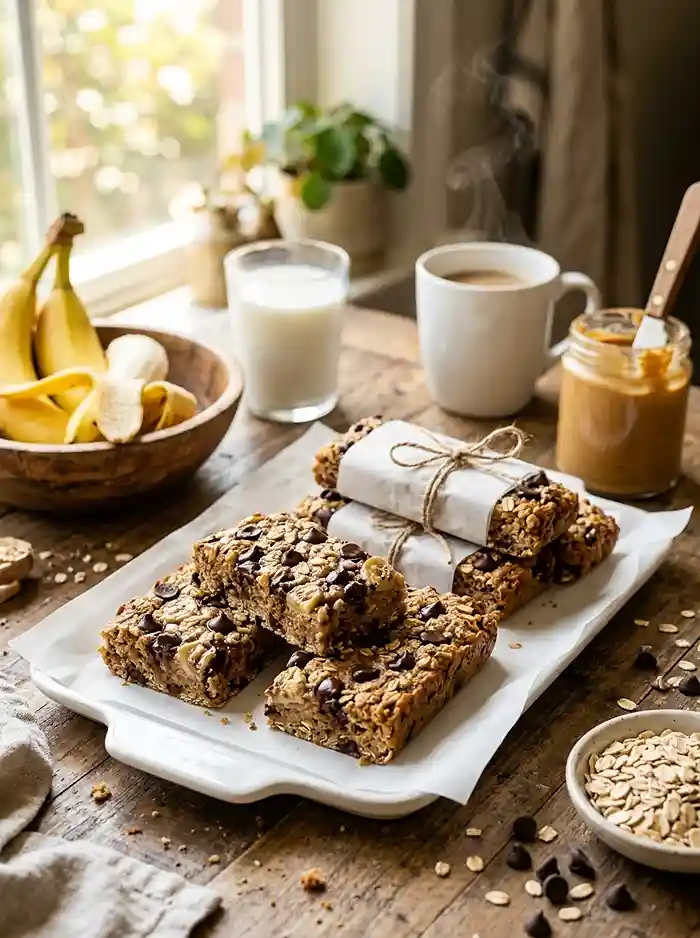 Banana Chocolate Chip Protein Breakfast Bars 4 protein breakfast bars