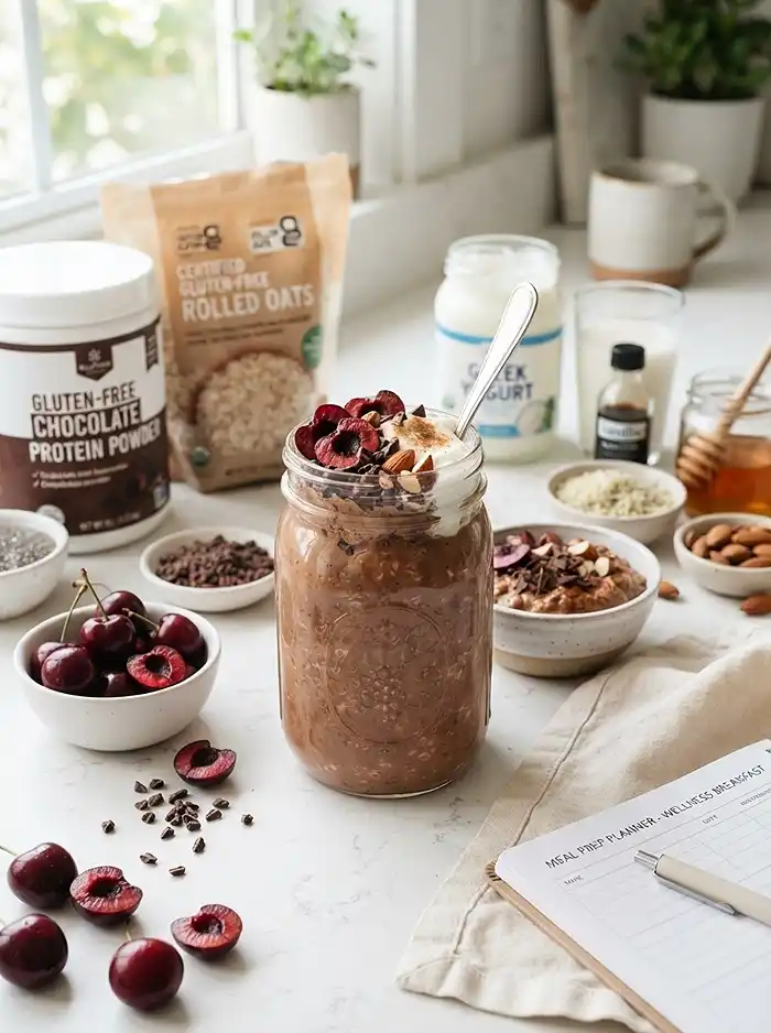 Chocolate Cherry Overnight Protein Oats 4 protein oats