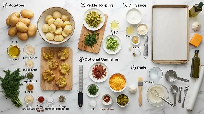 Crispy Smashed Pickle Potatoes 2 smashed pickle potatoes