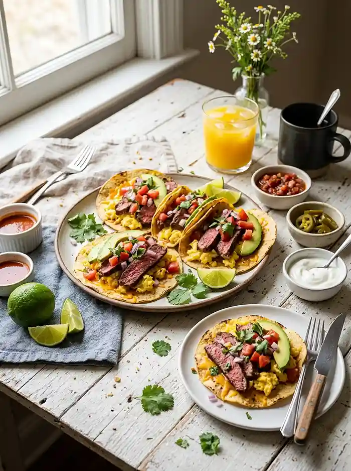 Steak and Egg Breakfast Tacos 4 steak and eggs breakfast