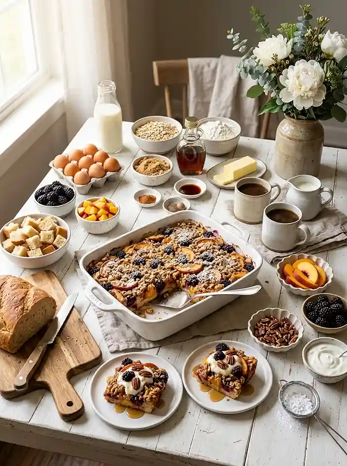 Blackberry Peach French Toast Casserole 4 summer brunch bake