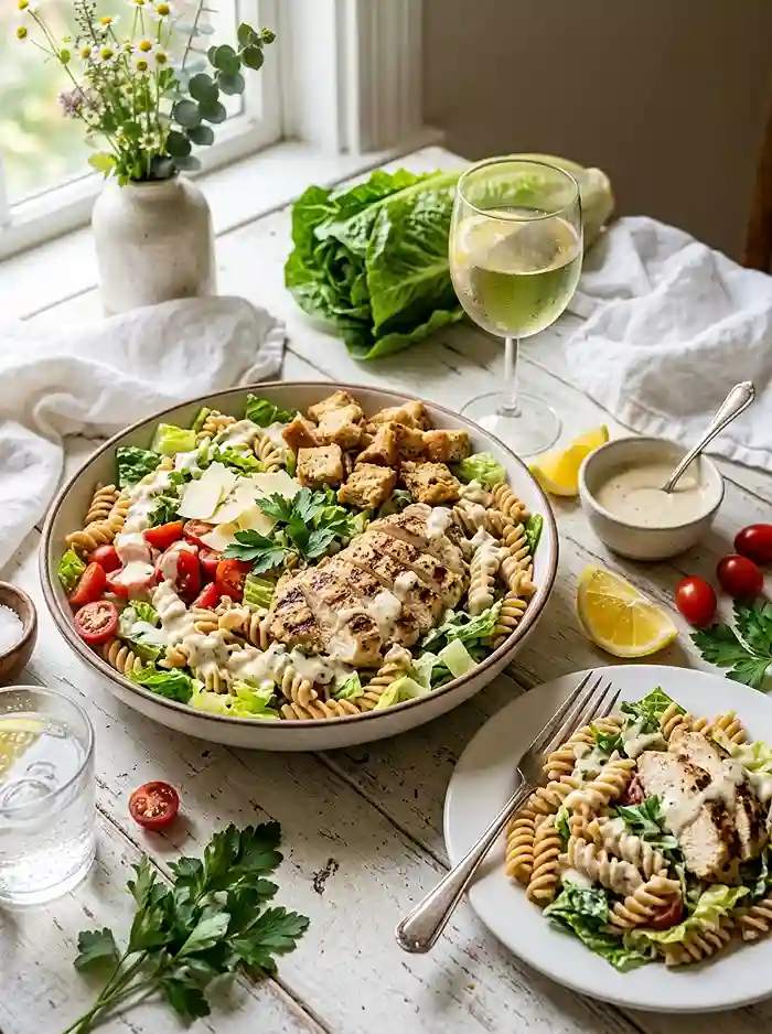 Lemon Garlic Chicken Caesar Pasta Salad 4 summer dinner