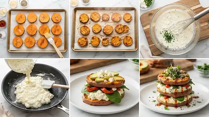 Sweet Potato Egg White Breakfast Stack 3 sweet potato egg white breakfast