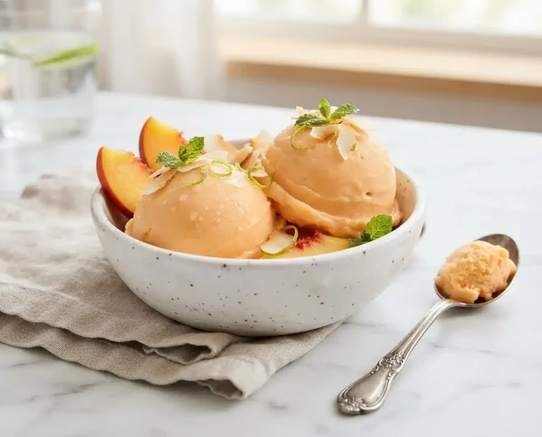 Coconut Lime Peach Sorbet