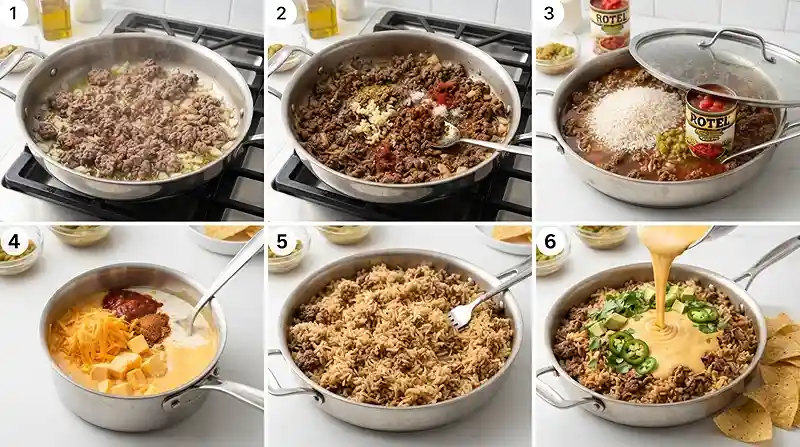 Easy Gluten-Free Swim Queso Beef and Rice