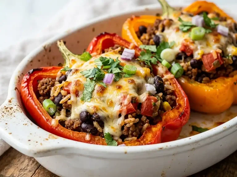 Gluten-Free Beef Taco Rice Stuffed Peppers