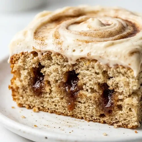 Gluten-Free cinnamon roll poke cake