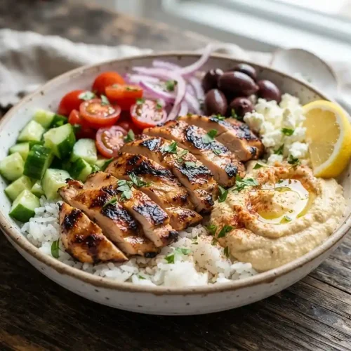 Greek Chicken Hummus Lunch Bowls