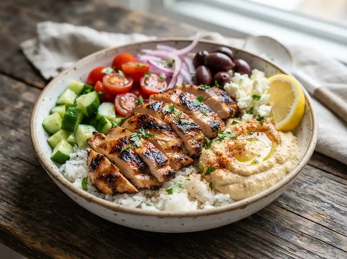 Greek Chicken Hummus Lunch Bowls