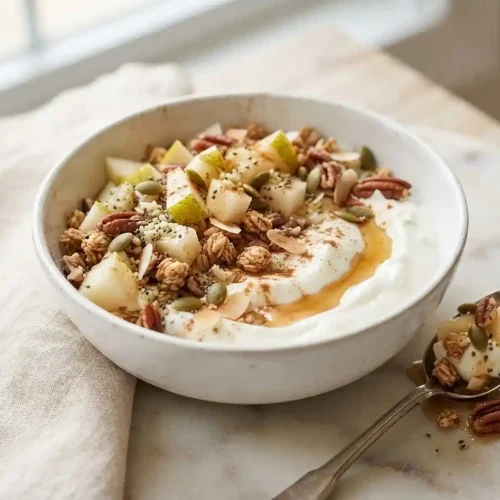 Maple Pear Protein Yogurt Bowl 5 Maple Pear Protein Yogurt Bowl